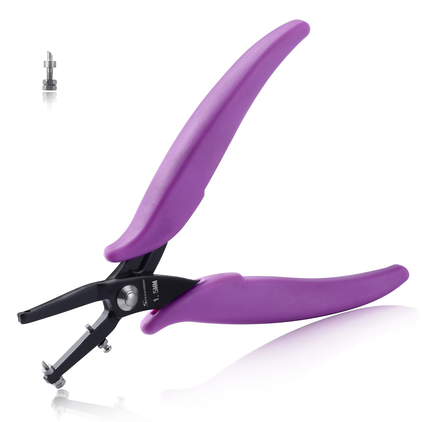 SPEEDWOX Metal Hole Punch Pliers 1.5mm Round Hole Punch Pliers For Sheet Metal Long Jaw Single Hole Puncher Jewelry Pliers Earring Hole Punch Precision Jewelry Making Tool Craft Beading Hobby