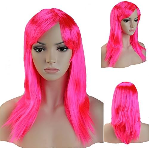 Sygrand(TM) Cosplay Party Wig Dark Pink Long Straight Full Head Wigs Synthetic Fiber Hair Anime TW046