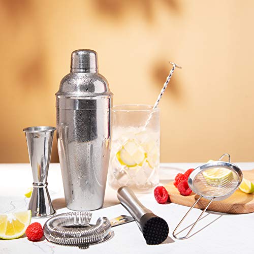 Edelstahl Cocktail Shaker Bar Set Cocktail Zubehör in Geschenkbox mit 750ml Martini Cocktail Shaker, Hawthorne Barsieb… – Bild 4