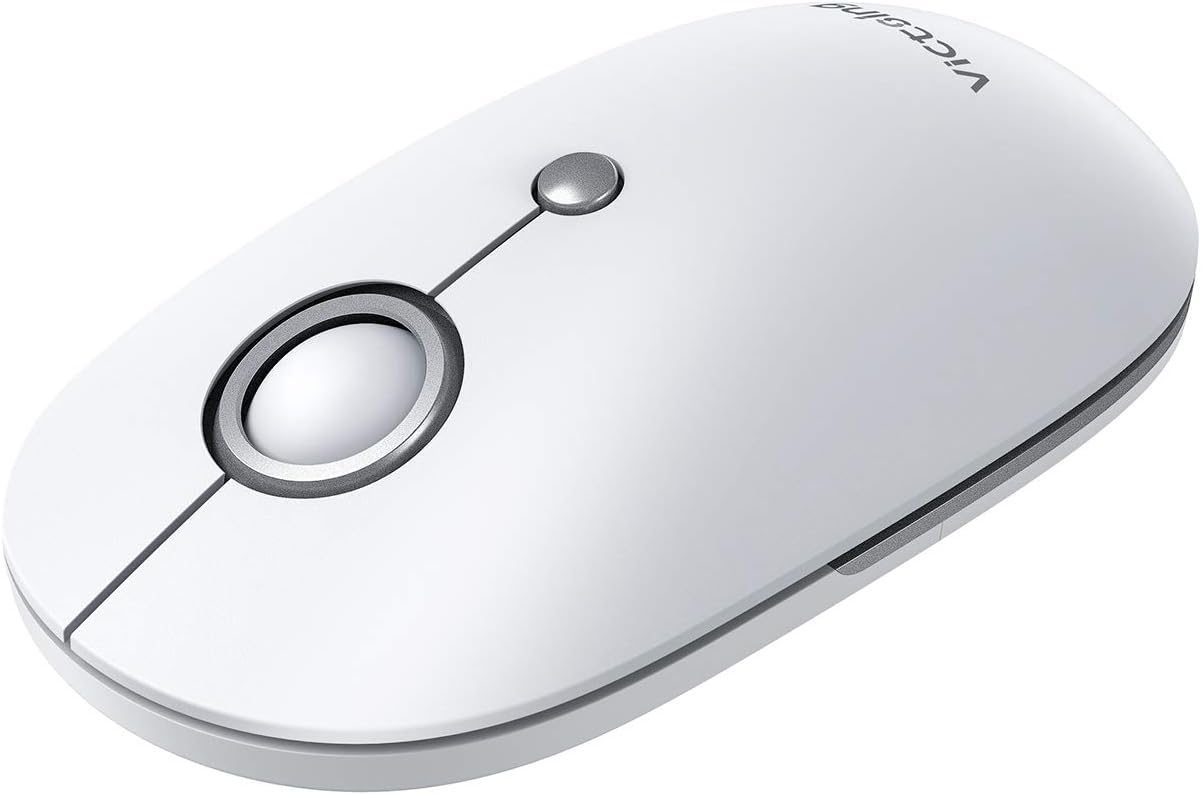 VicTsing Silent Wireless Mouse, Mouse for Laptop 2.4G with USB Nano Receiver, Portable Computer Mice 5 Adjustable DPI for Chromebook, Notebook, PC, Laptop, Computer, MacBook – White