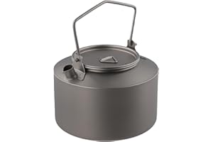 Brand Name 980ml Titanium Camping Kettle with Folding Handle Ultralight Portable Teapot for Outdoor Coffee Boiling(Frosted St