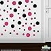 Hot Pink/Black Vinyl Wall Stickers - 2 & 4 inch Circles (30 Decals)