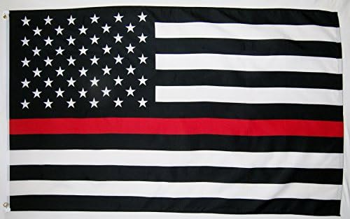 NugeThin Red Line Fire Fighter USA Flag 3' X 5' Indoor Outdoor Banner