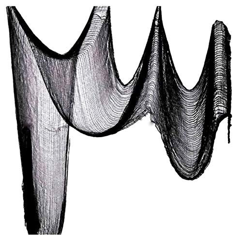 Dondor Halloween Creepy Cloth Decoration, 12 FEET x 2.5 FEET (2 Pack - Black)