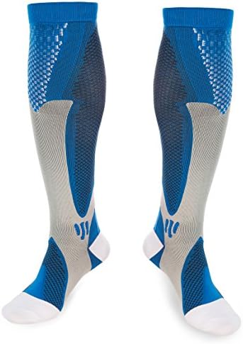 Compression Socks for Women and Men,Graduated Compression Socks 20-30mmHg for Nurse, Athlete, Runners, Maternity, Flight.Boost Stamina, Circulation and Recovery (Blue)
