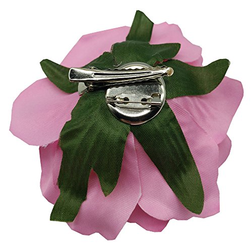Sanrich 4pcs/pack Mexican Hair Flowers Pink Fabric Rose Hair Flowers Clips Hairpin Brooch Hair Accessory Wedding Party Headpieces (pink) - Thumbnail 3