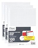 MATENIX Filler Paper, Loose Leaf Paper, Graph Ruled Paper, Q4, 100 Sheets, 10-1/2″ x 8″, Reinforced, White, 3 Pack (38040