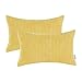 CaliTime Throw Pillow Covers Pack of 2 Comfy Corduroy Corn Striped Waffle Decorative Cushion Cases for Couch Sofa Bed Farmhouse 12 X 20 Inches Gold Yellow