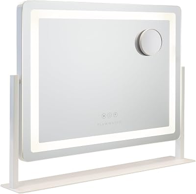 Specchio Trucco con Luci - Striscia LED - 3 Modi di Luce - Intensità Regolabile - Controllo Tattile - Presa USB - Specchio Ingranditore Incluso - Bianco - 64x12x54,5cm