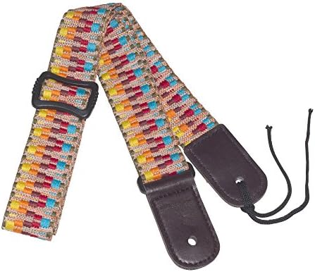 Wexbin Fashion Bright Color Rainbow djustable 100% Cotton &amp; Genuine Leather Ukulele Strap Shoulder Strap (multicolor)