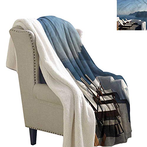 AndyTours Baby Blanket Travel Sunlounger Terrace Santorini Autumn and Winter Thick Blanket W59 x L47 - Thumbnail 7