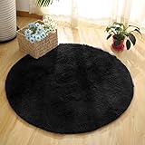moonrug Super Soft Nursery Rug Anti-Skid Fluffy Round Children Area Rug for Bedroom Kids Room Woman Yoga Mat, 4 Feet, Black