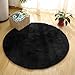 moonrug Super Soft Thick Nursery Rug Fluffy Round Children Area Rug for Bedroom Kids Room Woman Yoga Mat, 4 Feet, Black