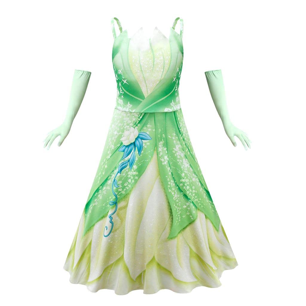 Lito Angels Princess Tiana and the Frog Fancy Dress Up Costume with Gloves for Kids Girls Age 3-4 Years — image 1