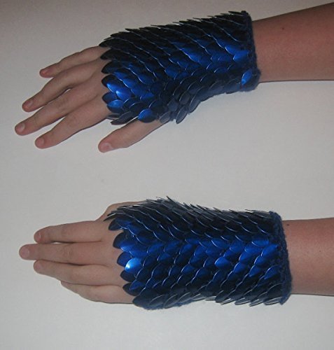 Scale Gauntlets - Deep Blue In Dragonhide Knitted Armor Choose your size