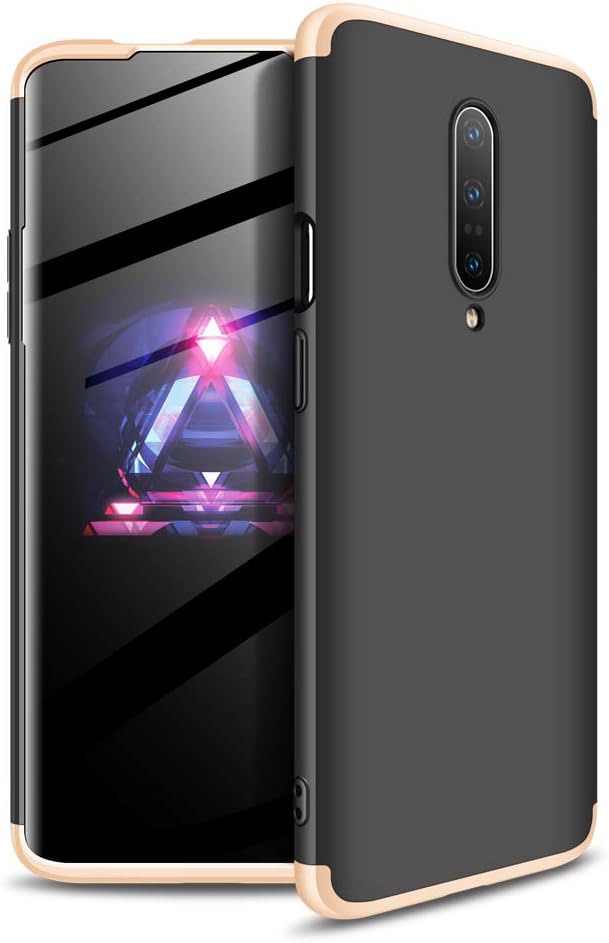 Pacyer Case Compatible with OnePlus 7 Pro, 360 Degrees Full Body 3 in 1 Shockproof Matte Cover Compatible OnePlus 7 -Red (Black+Gold, OenPlus 7 Pro)