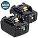2 pack 6.0Ah 18V BL1860B Lithium-Ion Replacement Battery for Makita BL1815 BL1830 BL1820 BL1850 BL1840 BL1850B-2 LXT-400 BL1845 194205-3 BL1860 194204-5 18-Volt Cordless Power Tools Batteries