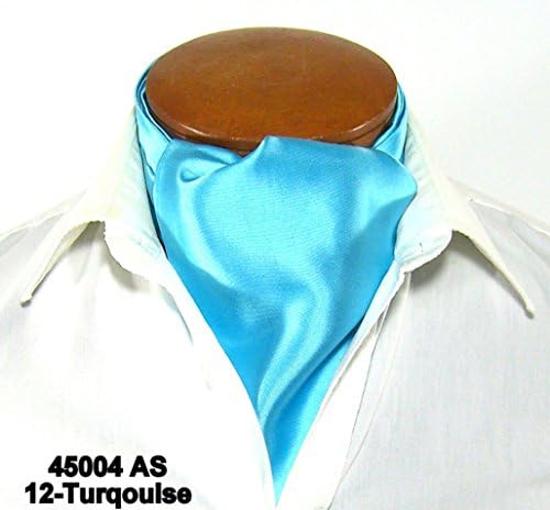 Antonio Ricci Couture Men's Solid Microfiber Turquoise Ascot Cravat with Matching “Handkerchief Set”