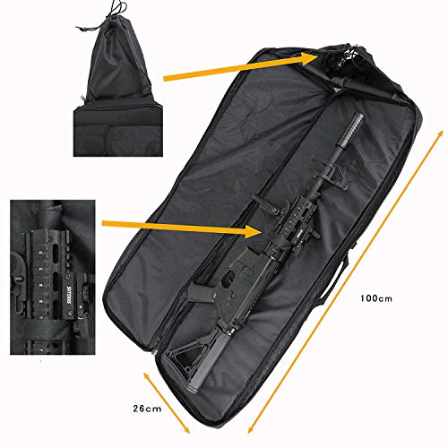Sutekus 39 Inch Double Rifle Bag Outdoor Tactical Gun Case Integrated Pistol and Magazine Storage Backpack 100CM