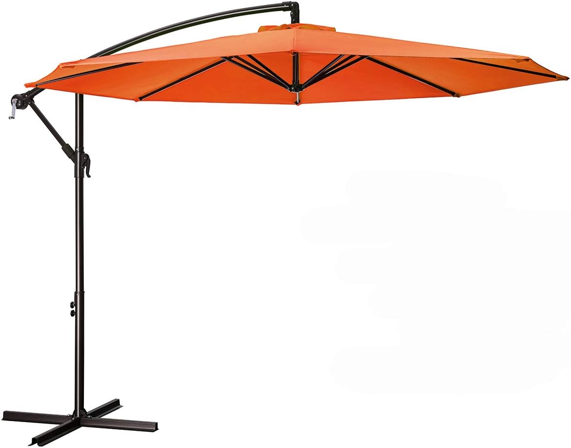 Amazon Com Meway 10ft Outdoor Umbrella Backyard Umbrella Deck Umbrella Cantilever Patio Umbrella With Crank Cross Base Easy To Instal Orange Garden Outdoor