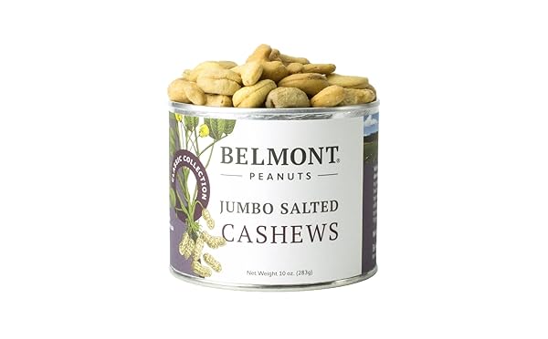 BELMONT CASHEWS JUMBO SALTED WHOLE CASHEWS, 10 OZ, CLASSIC COLLECTION