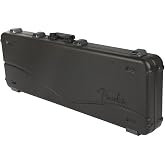 Fender Deluxe Molded Guitar Case for Electric Bass Guitars, Military-Grade ABS Hard Shell with TSA Lock, Custom Foam Interior, Protective Travel Case, Black