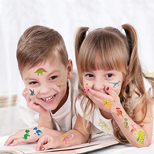 Jatidne Dinosaur Temporary Tattoos for Kids Boys Birthday Party, 300 Tattoos (Pack of 24 Sheets) Waterproof Dinosaur Tattoo Stickers, Dinosaur Party Supplies Great Children Party Favors