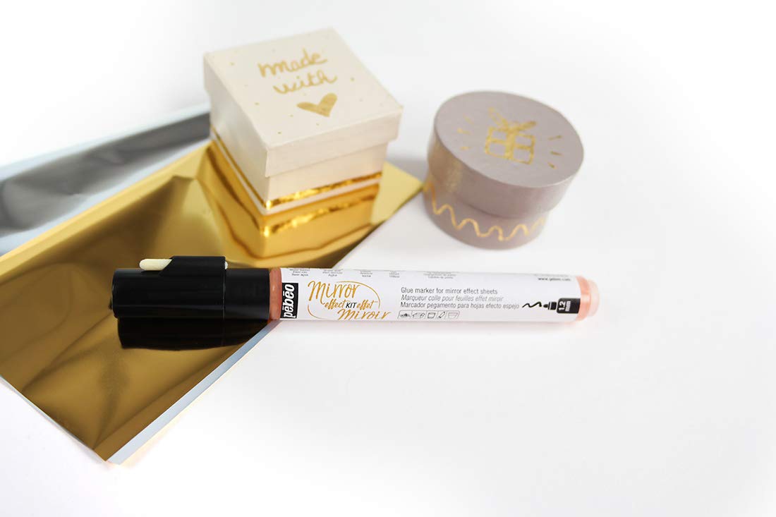 Pebeo Gedeo, Mirror Effect Kit, 1.2 mm Gilding Paste Marker + 2 Mirror Effect Sheets