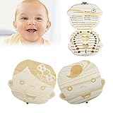 CozyCabin Baby Teeth Box, Cute Wood Tooth Storage Box Souvenir Box for Kids Boy&Girl (English, Boy)