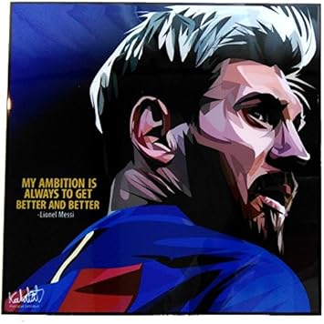 Amazon リオネル メッシ デザインd 海外サッカーグラフィックアートパネル 木製ポスター インテリア Famous Popart Gallery ポスター