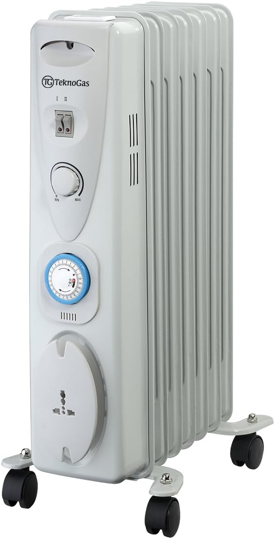 Teknogas CTF1507FW 1500W Portable Oil Filled Radiator Heater White