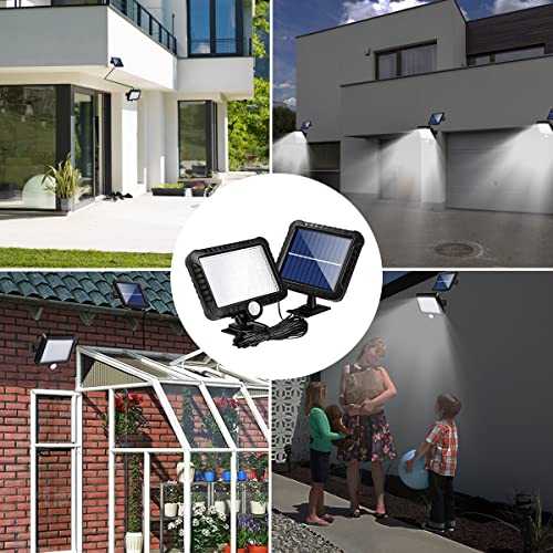 Solar Light Outdoor, Junvaia 56 LED Solar Security Lights Outdoor with Motion Detector, Large Capacity Battery LED Motion Sensor Lights, IP65 Waterproof 120° Wide Angle Flood Light with 16.5ft Cable