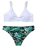 MOOSKINI Womens Padded Two Piece Tankinis Printed Leaf Bikini Set Swimsuit