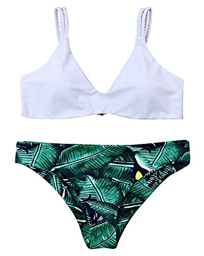 MOOSKINI Womens Padded Two Piece Tankinis Printed Leaf Bikini Set Swimsuit MOOSKINI Womens Padded Two Piece Tankinis Printed Leaf Bikini Set Swimsuit