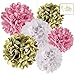 Andaz Press Hanging Tissue Paper Pom Poms Party Decor Trio Kit with Free Party Sign, Gold, Pink, White, 6-Pack, for Girl Baptism Communion Christening Decorations