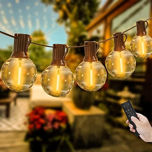 Bomcosy Patio Lights Outdoor String Lights with Remotes 100ft, G40 LED