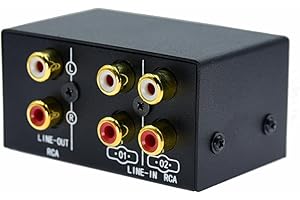 ARKLOVE 2 in 4 Out or 4 in 2 Out Audio Sound selector RCA Female Stereo Channel 2 Splitter switcher Box Switching No External Power No Noise