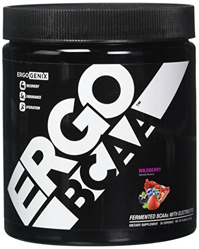 ErgoGenix ErgoBCAA BCAA Fermented Vegan Branched Chain Amino Acid Powder 2:1:1 ratio for Recovery and Hydration - 30 servings - Wild Berry flavor