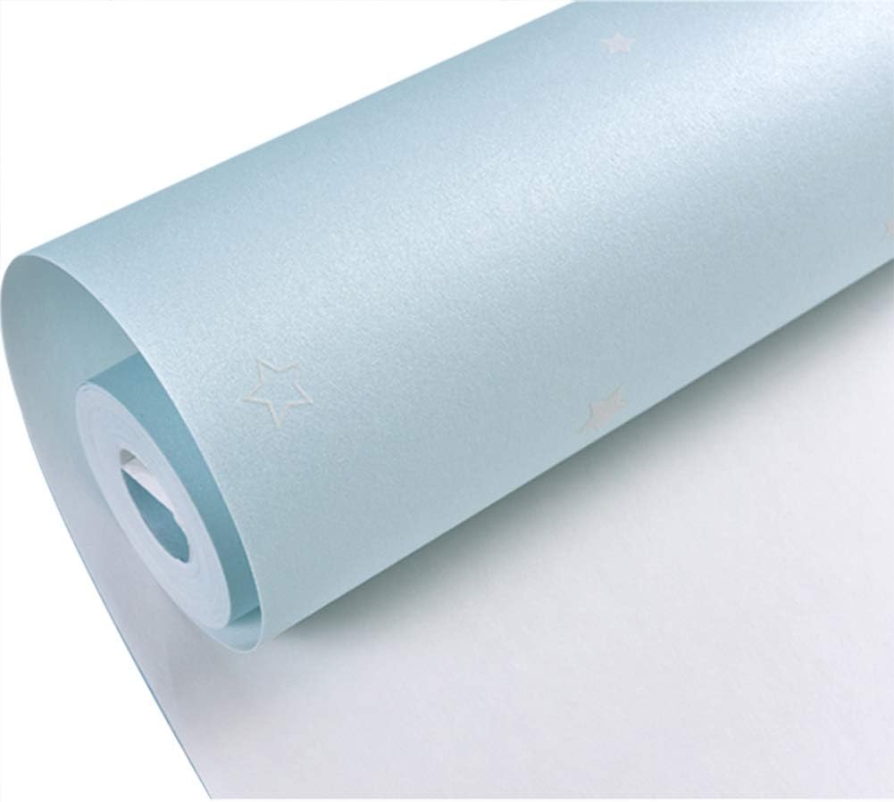 Luminous Wallpaper Starry Sky Pattern 3D Non-Woven Children Bedroom Environmental Protection,Blue,0.53m*10m