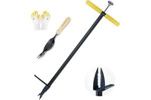 Colwelt Stand Up Weeder and Weed Puller, Stand Up Weed Puller Tool with Foot Pedal, Step and Twist Manual Weeder 40 Inch(Combo Pack - Stand Up Weeder & Hand Weeder& Garden Gloves)