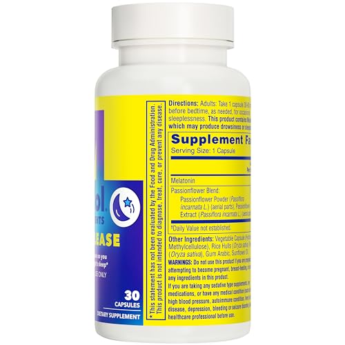 MIDOL SUPPLEMENTS ZZZ’S PLEASE, 1 MG MELATONIN CAPSULE, SLEEP SUPPLEMENT FOR ADULTS, FORMULATED WITH MELATONIN AND PASSIONFLOWER, SLEEP SUPPLEMENTS FOR BETTER SLEEP, 30 COUNT