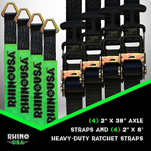 Rhino USA Car Hauling Ratchet Strap System Heavy Duty 11,128lb Break