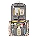 Toiletry Bag Stylish, Yeiotsy Retro Flowers Hanging Travel Toiletry Bag Floral Makeup Bag Cute Cosmetic Organizer for Women (Khaki)