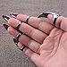 Wowlife False Nail Punk Style Talon Claw Paw Finger Ring Knuckle Bend Fingertip Finger Claw Ring Can not be adjusted (10 Pcs, Black)