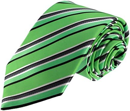 Glennbrook Mens Necktie Formal Stripe Series Elegant Fashion Tie Set with Pocket Square (Green Flash)