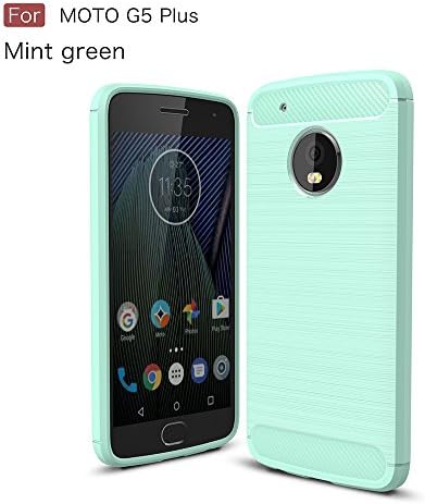 Moto G5 Plus Case, Moto G Plus (5th Generation) Case, Wellic High-end Carbon Fiber Back Case Cover for Moto G5 Plus ( Mint green)