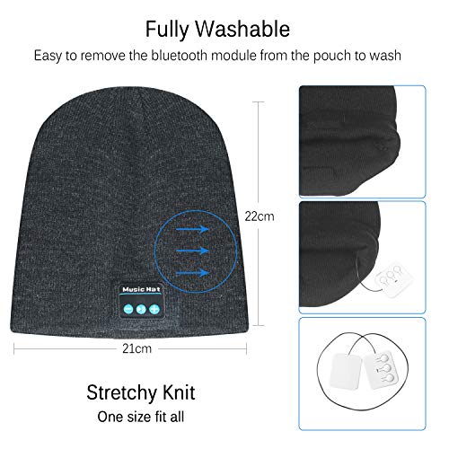 PexFix Bluetooth Beanie Hat, Bluetooth Music Beanie Gift for Men Women - Grey - Thumbnail 3