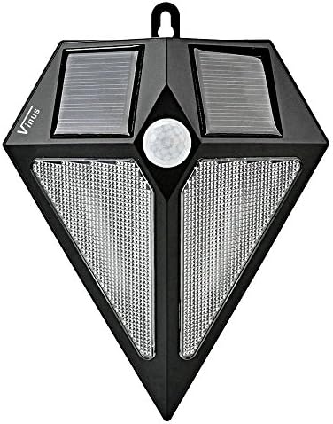 Vinus Solar Power PIR Motion Sensor Waterproof Wall Spotlight Outdoor LED Deck Light for Garden, Garage, Driveway