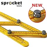 Sprocket Tools Angle-izer Template Tool Extra Durable - Angle Ruler with Metal Joint Knobs - Angle Measuring Ruler And Angleizer Template Tool For Builders, Craftsmen, Tiles, Bricks, Laminate