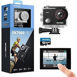 AKASO EK7000 Pro 4K アクションカメラ + 64GBメモリカード 2000万画素 タッチパネル式 ウェアラブルカメラ
